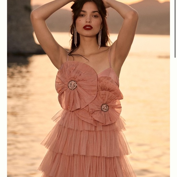 Anthropologie Kavita Bhartia Rosette Midi Tiered Tulle Gown - Picture 3 of 5